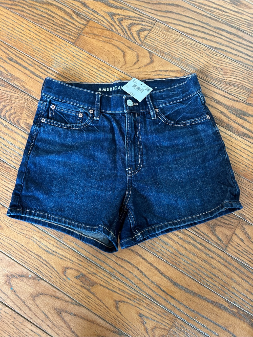 NWT American Eagle Outfitters Dark Blue Denim High-Rise Jean Shorts